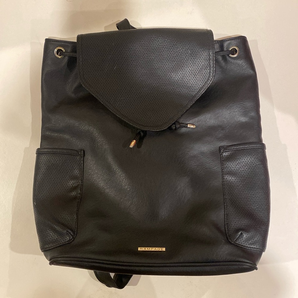 Rampage Black Leather Backpack — Used Condition